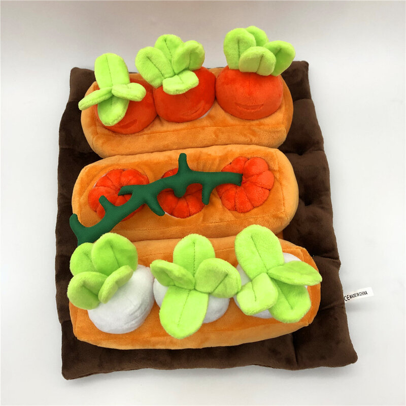 Campo vegetale creativo carota zucca simpatico peluche cuscino genitore interazione bambino mani sull'abilità educazione giocattolo di simulazione