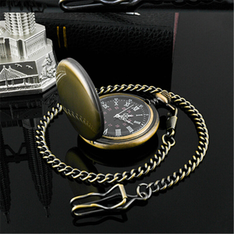 Relógio de bolso de quartzo para homens e mulheres, caixa preta oca de steampunk vintage com pingente e colar, melhores presentes para homens e mulheres