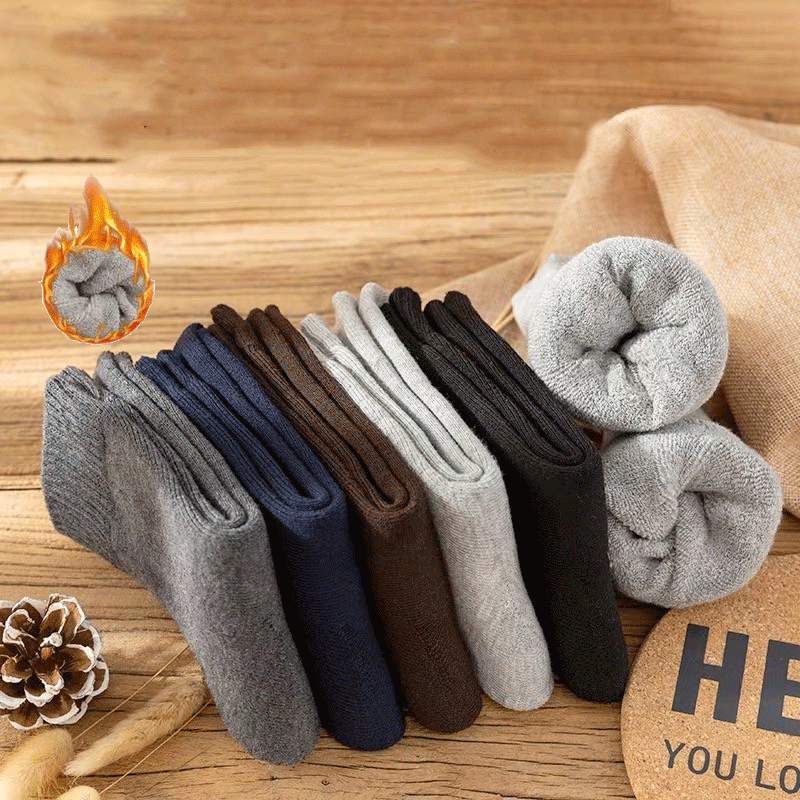 Chaussettes en Tube de coton pour hommes, 5 paires/chaussettes d'hiver en laine chaude de haute qualité