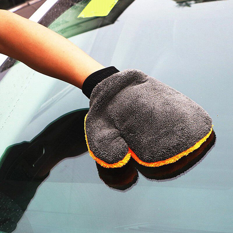 ใหม่ถุงมือล้างรถไมโครไฟเบอร์ Mitt Auto ทำความสะอาด Mitt แปรงสองด้านผ้าผงซักฟอกสำหรับทำความสะอาดรถ...