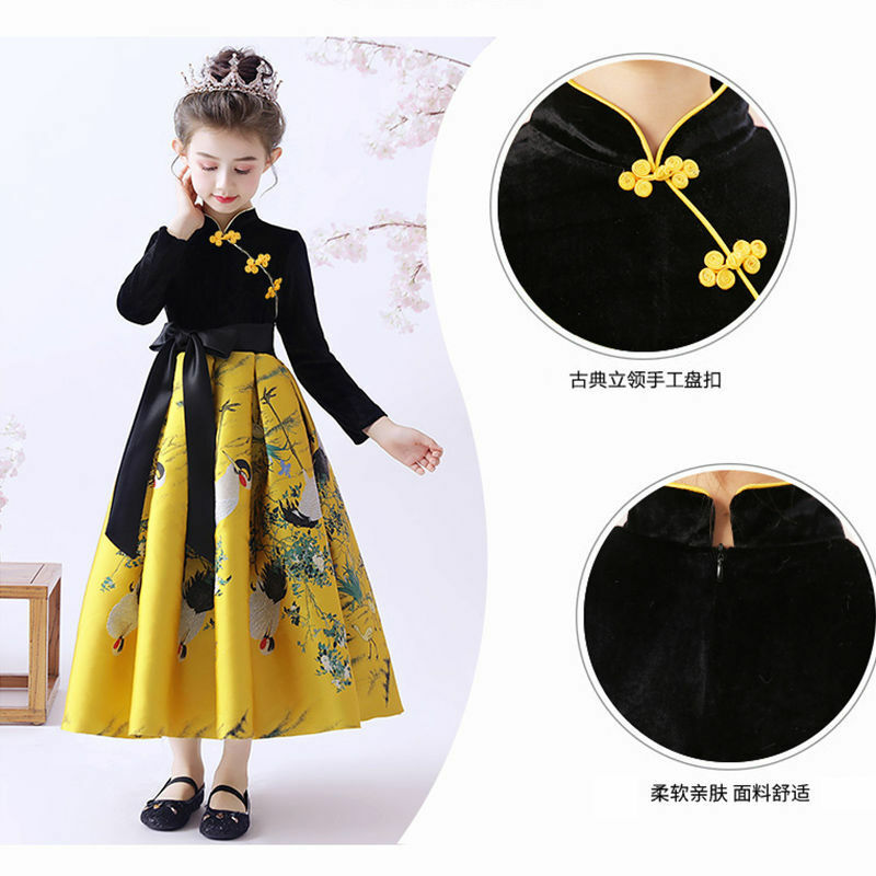 Qipao – robe chinoise de nouvel an pour filles, qiongsam, ravissante robe de fête Cosplay, Photo féerique Vintage de noël, pour enfants