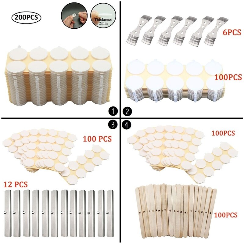 MILIVIXAY DIY Candle Making Supplies Double-sided Foam Adhesive Wick Sticker Wooden Candle Wick Holder Wick Bars Homemade Candle