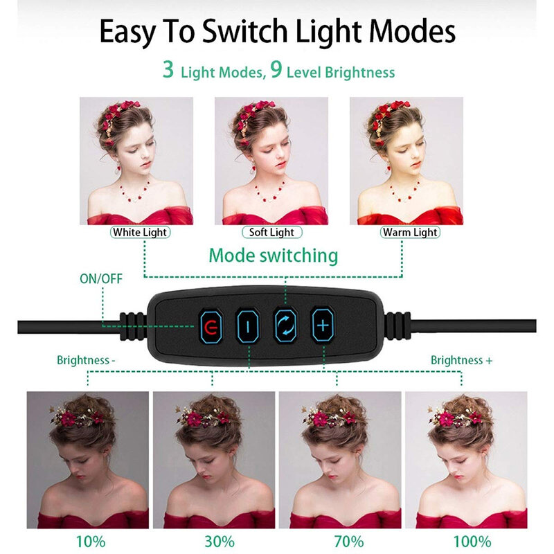 عالية الجودة LED التصوير ملء الإضاءة مع حامل ثلاثي القوائم كاميرا استوديو الصور دائرة Led Selfie مصباح مصمم على شكل حلقة الهاتف مصباح