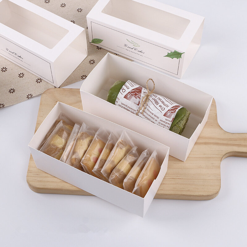 LBSISI Life-caja de cajón de papel con ventana de PVC, Rollo suizo de galletas, dulces, pasteles para cumpleaños, ducha, fiesta de boda, bricolaje, 10 Uds.