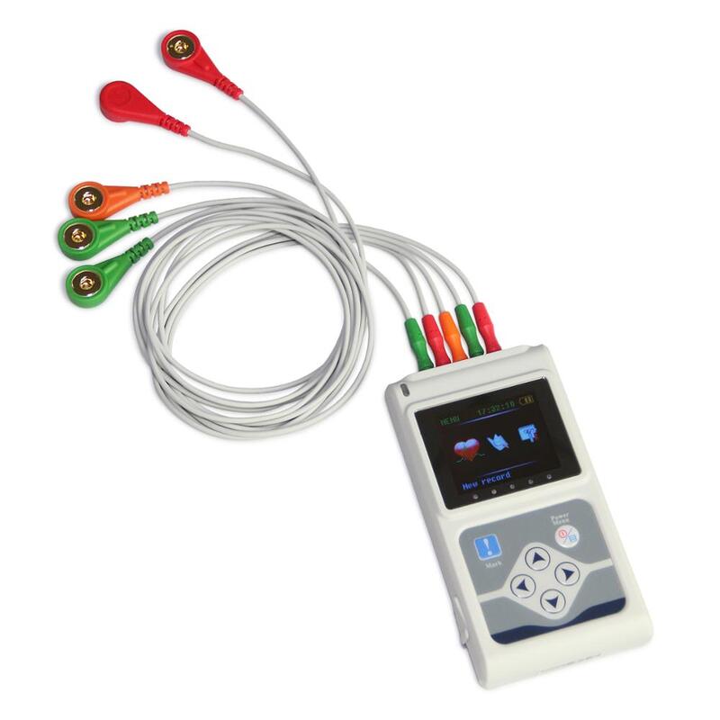 TLC9803 Dynamic ECG Machine Portable 3 Lead Electrocardiograph Handheld EKG Monitor 24 hour HR Analyzer Recorder System