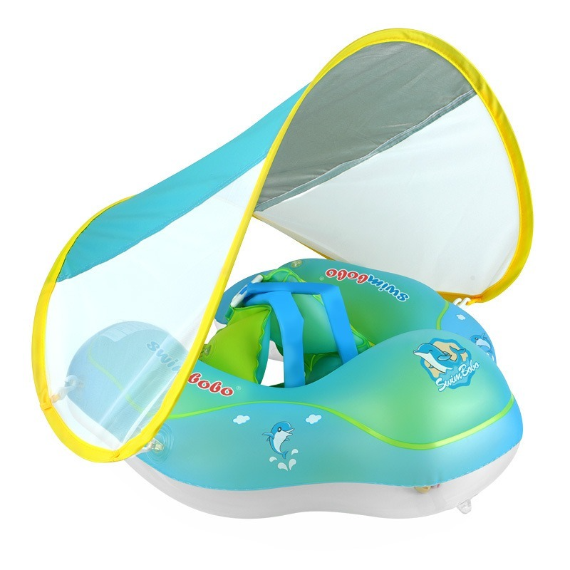 Детский Плавающий поплавок для плавания UPF 50 + УФ Съемный солнцезащитный навес с защитной пряжкой летнее надувное кольцо для плавания для за...