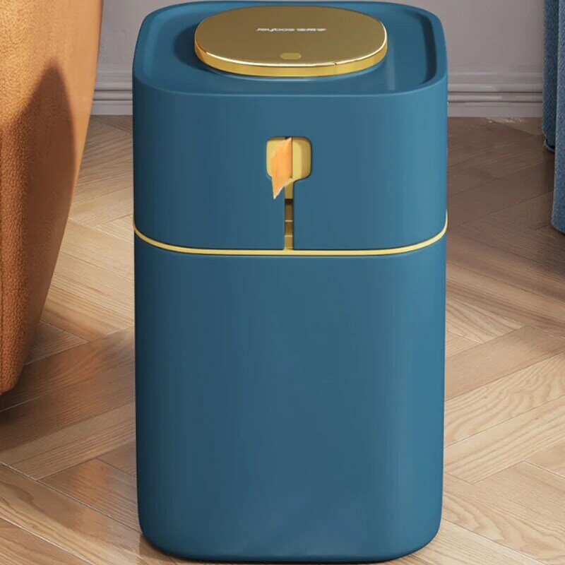 Joybos-cubo de basura de estilo nórdico para cocina, papelera automática de Metal para reciclaje, color verde
