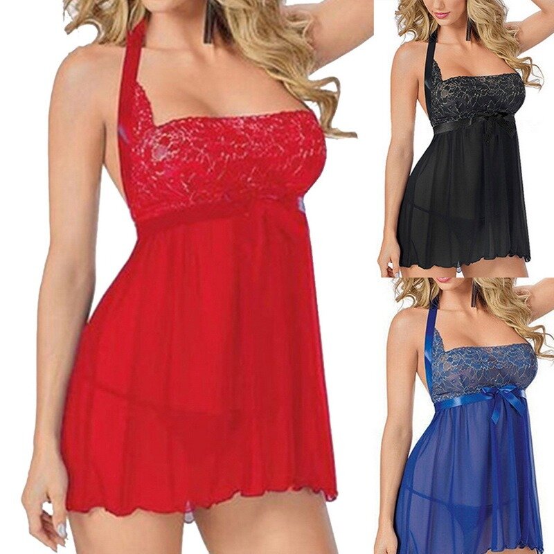 Nieuwe Sexy Dames Lingerie Nachtkleding Vrouwen Babydoll Badjas Ondergoed Nacht Jurk Zwart Rood Wit Plus Size S-5XL