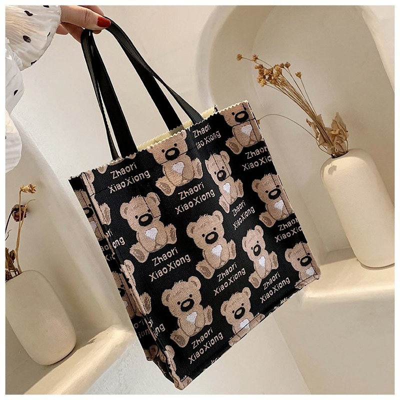 HOUZHOU Handbags Shoulder Bags for Women Kawaii Bear Print mommy Tote Cute 2021