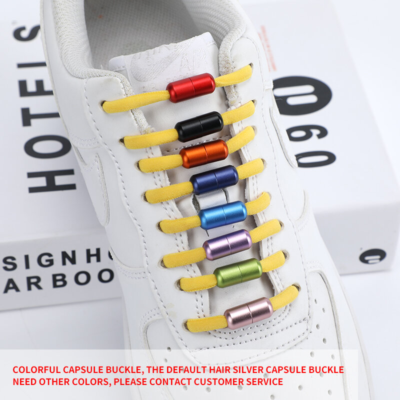 ความหลากหลายของสี Creative Shoelaces ยืดหยุ่นเด็กและผู้ใหญ่รองเท้าผ้าใบเชือกผูกรองเท้า Quick ขี้เกียจไม...