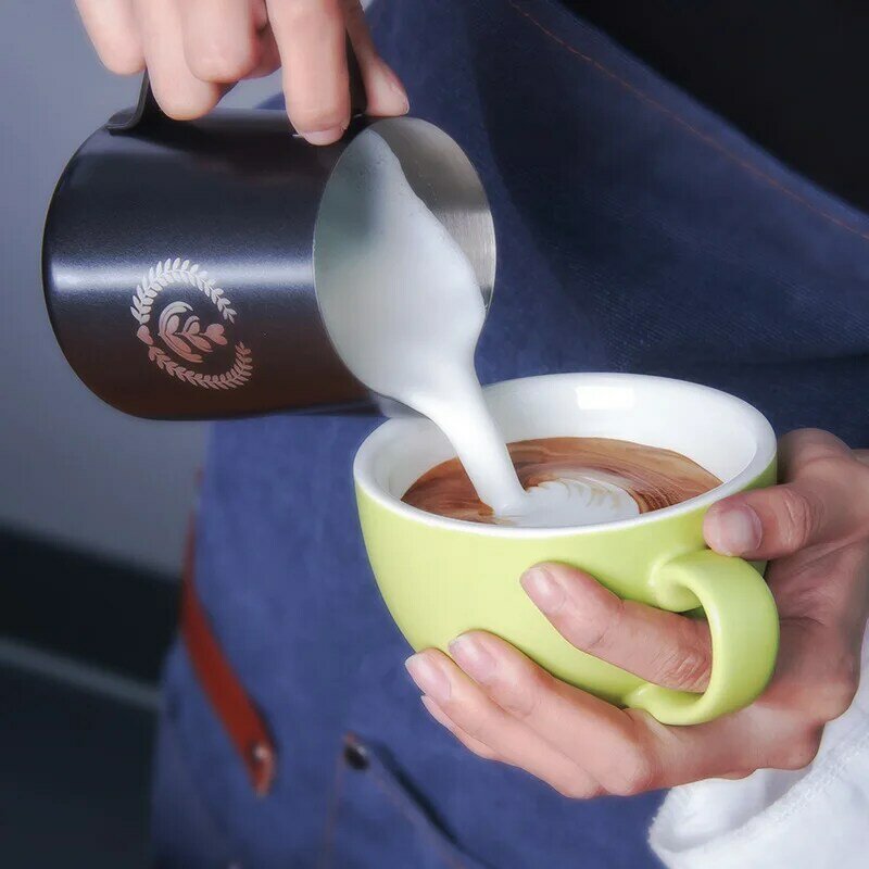 كوب قهوة جارلاند 304 مصنوع من الفولاذ المقاوم للصدأ مطلي بالفم المدبب كوب حليب جيرلاند كوب حليب مزبد