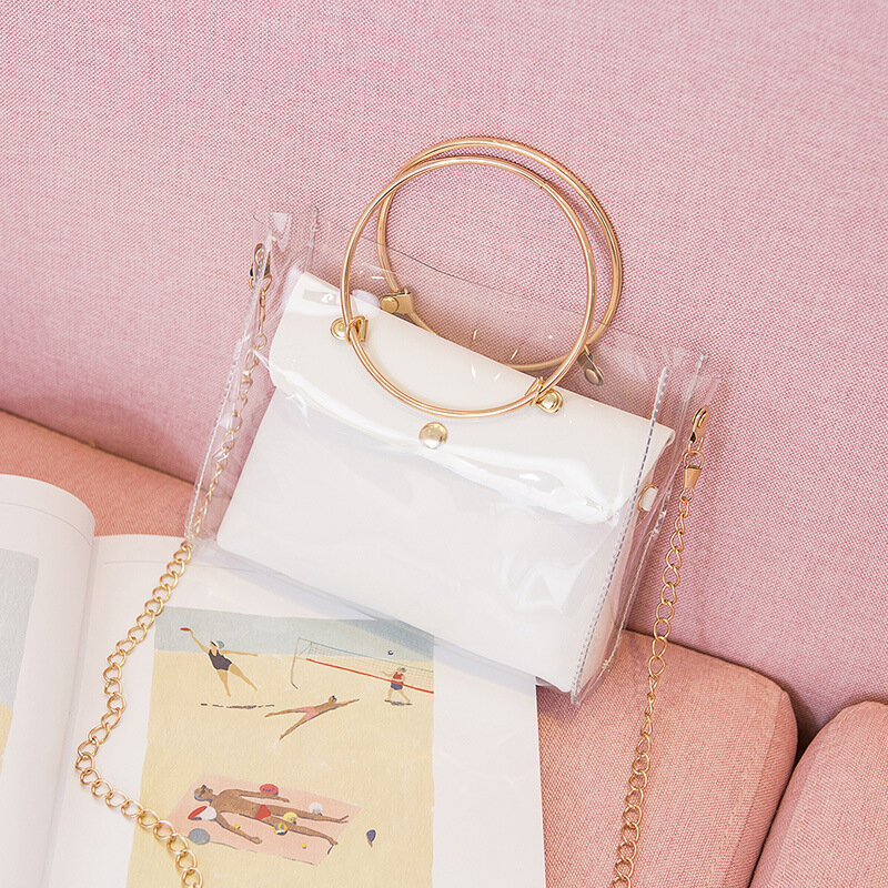 2022 borsa di lusso di Design borsa a secchiello trasparente da donna borsa a tracolla piccola in gelatina di PVC trasparente borse a tracolla a catena femminile