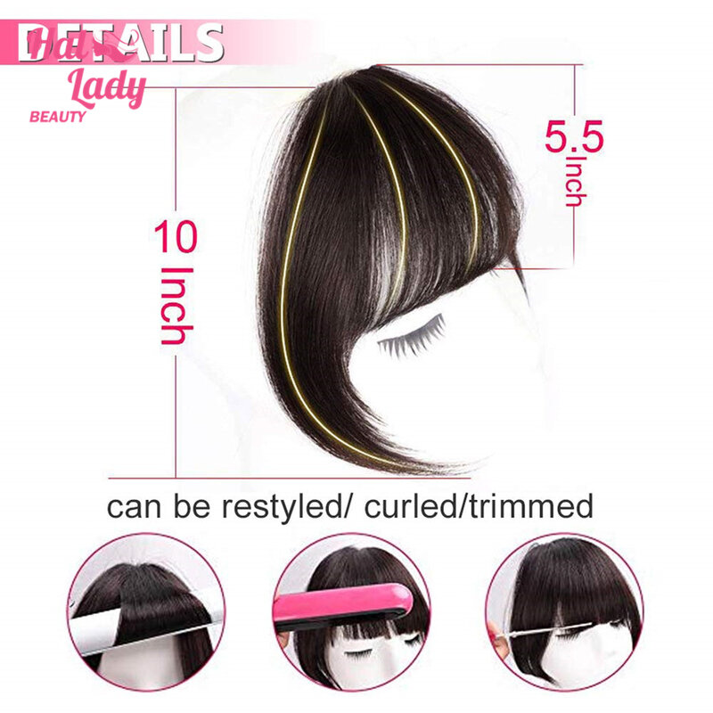 Halo Lady Beauty Brazilian Human Hair Blunt Bangs Clip In Human Hair Extension Non-Remy Clip-In Fringe Hair Bangs 613 Neat Bang