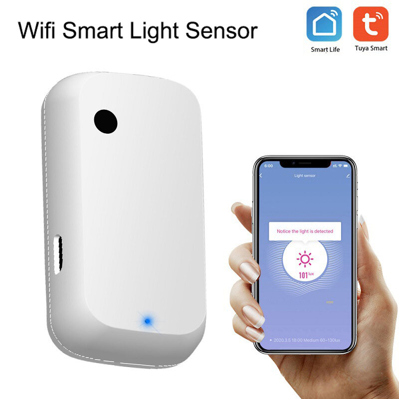 Датчик освещения Tuya с Wi-Fi, сенсор с подсветкой для умного дома, работает от USB