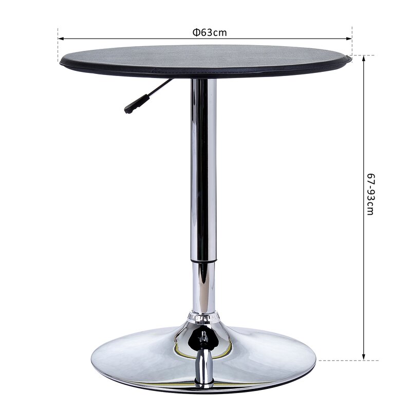 Homcom mesa de bar regulável em altura hildraulica pub vinilo negro altura 63 diametro