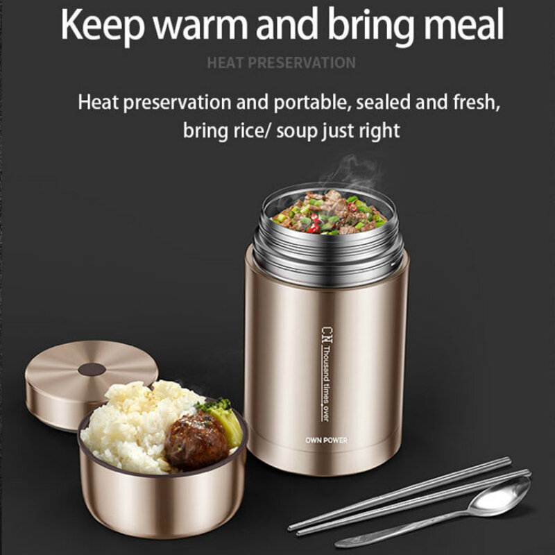OWNPOWER termos na żywność, 304 pudełko na Lunch ze stali nierdzewnej, 800ml/1000ml, izolowany pojemnik biznesowy przenośny kubek piknikowy BPA Free
