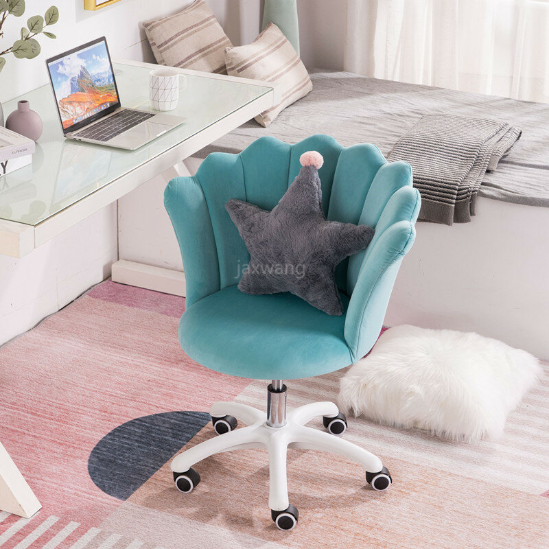 Silla moderna de oficina para dormitorio, muebles minimalistas con pétalos de tela giratorios de flores para ordenador y ocio