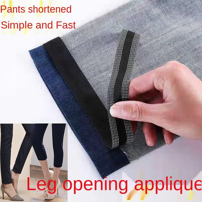 Um minuto calças encurtar e mudar calças puxar lado adesivo calças borda lateral adesivo costura calças livres pernas vara