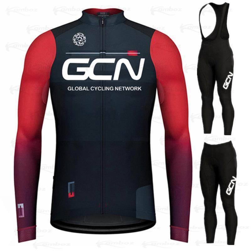 2021 GCN Team Autumn Cycling Jersey Set Long Sleeve Mountain Bike Clothes Wear Men Racing Bicycle Clothing Ropa Maillot Ciclismo