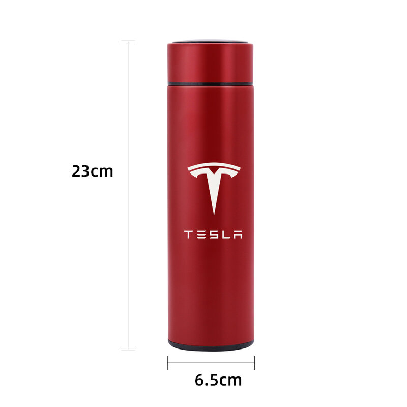 Vacuum Flasks Led For Tesla Model 3 4 Digital Temperature Display Stainless Steel Insulation Mugs Intelligent Thermo cups
