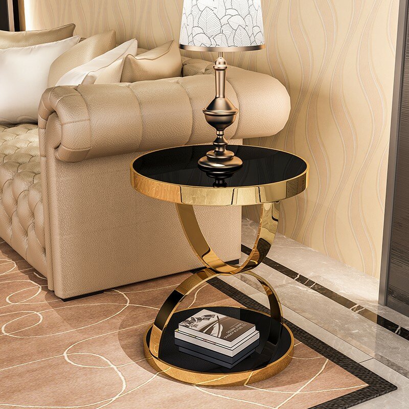 Mesa de centro de mármol nórdico, mueble pequeño y redondo de lujo, con patas de Metal, para decoración, Auxiliar, para el hogar