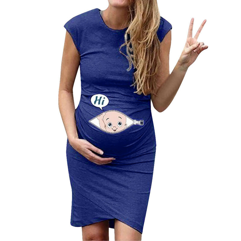 Женское платье для беременных, платье без рукавов с принтом в виде букв из мультфильма, Одежда для беременных, лето 2020