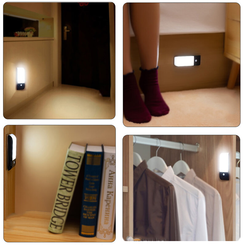 LED الحركة PIR الاستشعار ضوء خزانة خزانة السرير مصباح 12 المصابيح تحت خزانة ضوء الليل ل خزانة الدرج المطبخ ضوء الليل