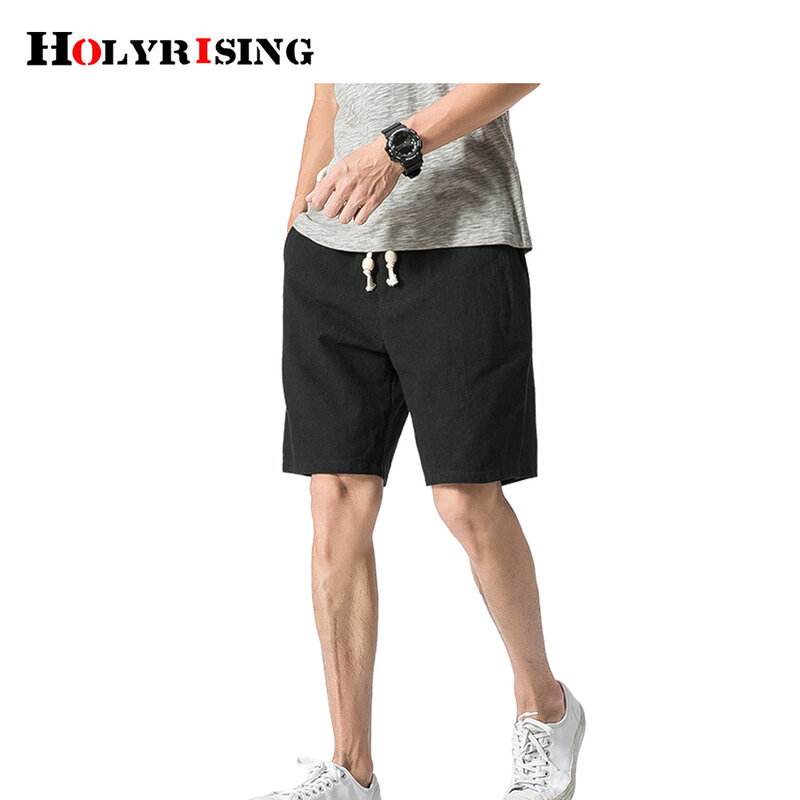 Verão calções de linho de algodão bermuda casual masculina solta 5xl respiração streetwear cordão cintura baggy básico roupas 19915