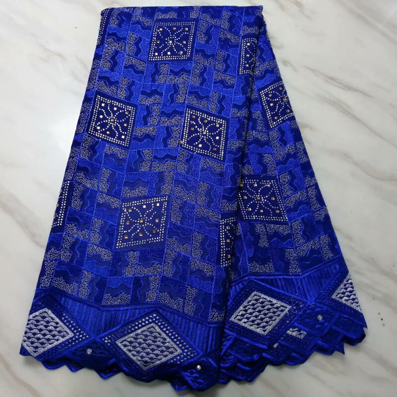 Новейшая африканская кружевная ткань высокого качества с бисером королевский синий нигерийский французский воск кружевная ткань для ниге...