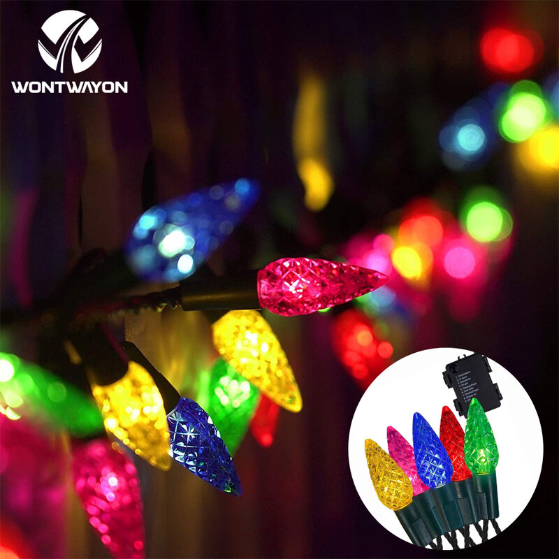 Lampu LED Tali Kotak Baterai Bertenaga Natal Dekorasi Cahaya Tali Cocok untuk Halaman, Ruang Tamu, Pohon Natal, Dll.