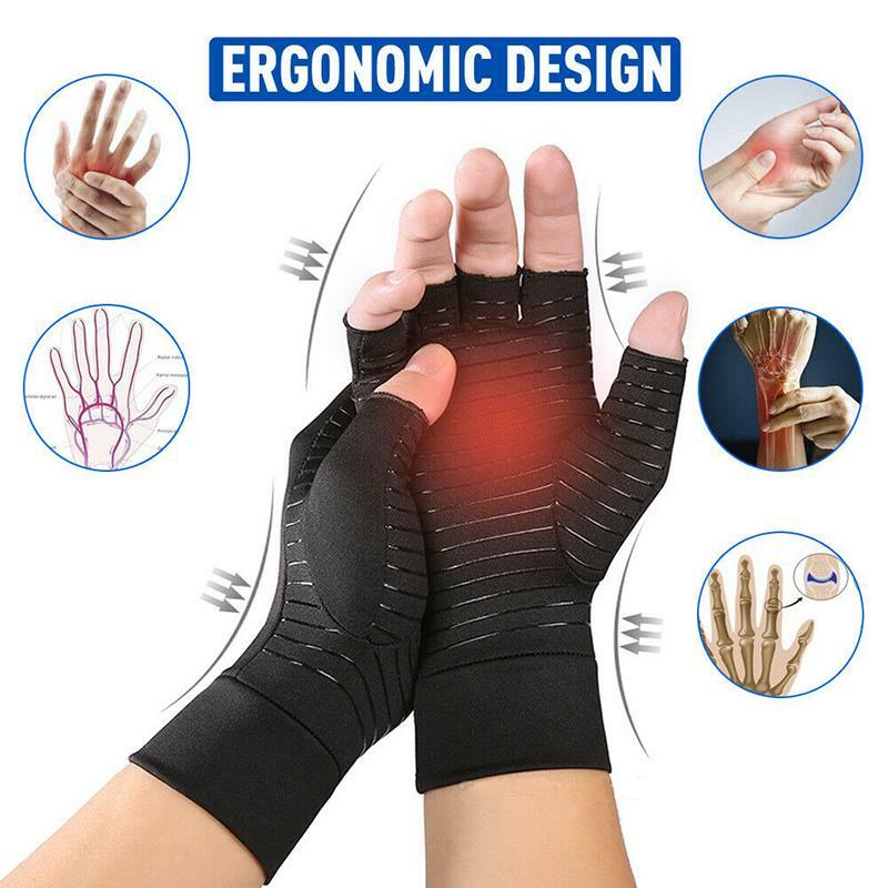 1 Pair Compression Women Arthritis Gloves Joint Pain Relief Middle Finger Therapy Strap Wrist Support Anti-Slip Therapy Gloves