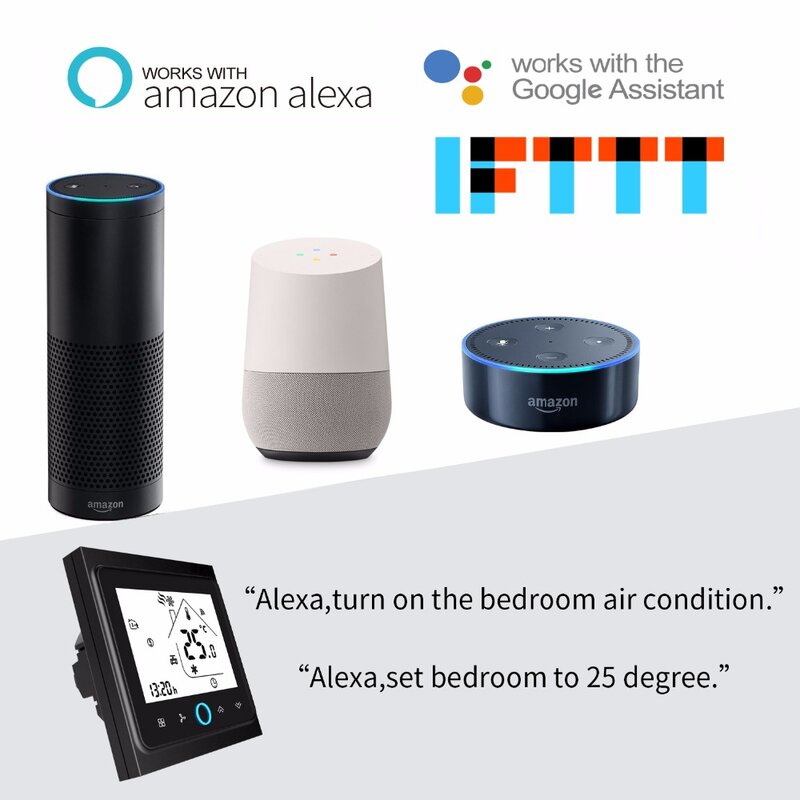 WIFI Thermostat Temperature Controller LCD Backlight สำหรับน้ำ/หม้อไอน้ำทำงานร่วมกับ Alexa Google Home
