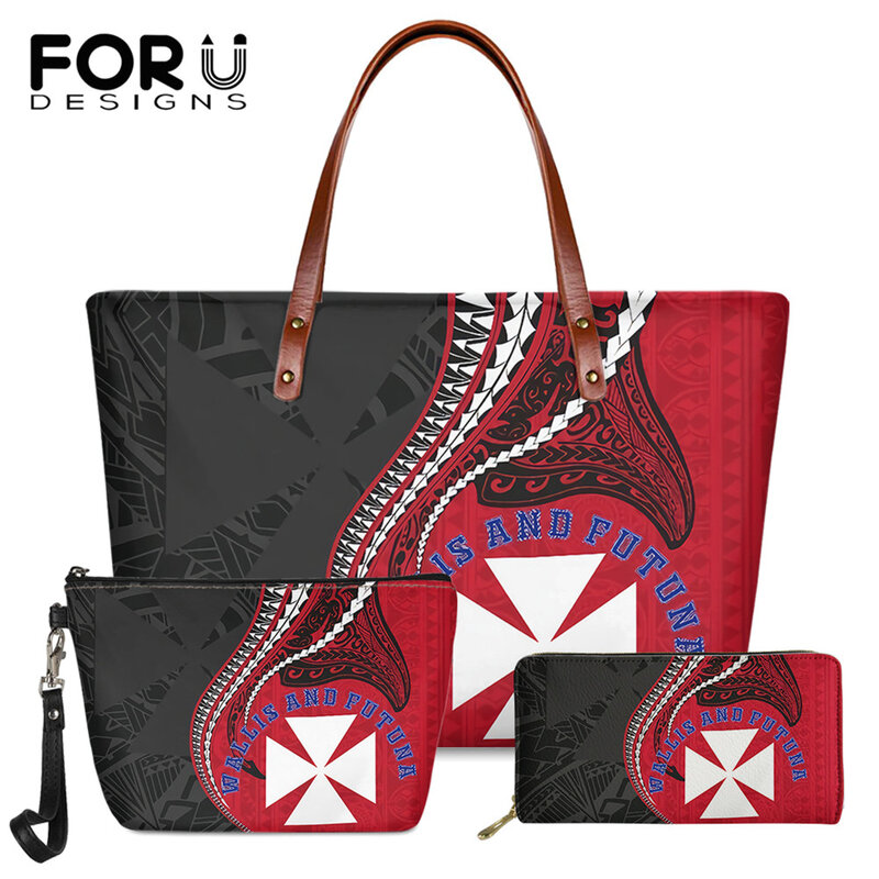 FORUDESIGNS Bags For Women Wallis And Futuna Kanaloa Tatau Gen Pattern 2021 Fashion Lady Big Soft Shoulder Bag Handbag Pu Purses