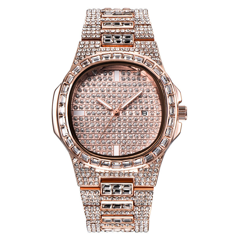 2021 nuovi uomini di arrivo guardano orologi di lusso con diamanti di marca orologio da uomo Casual in lega con data per uomo regalo di san valentino