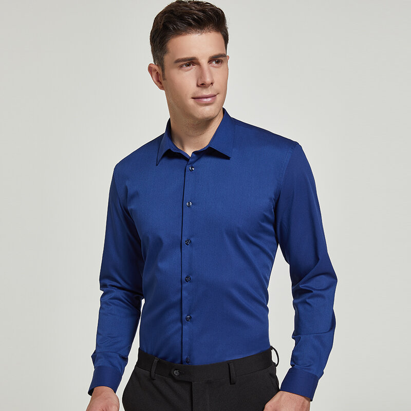 Camisas de vestir de fibra de bambú para hombre,camisas #Dark Blue 