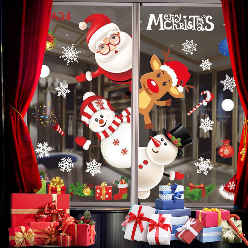 Kerst Raamstickers Kerst Decoraties Voor Huis 2020 Vrolijk Kerst Ornamenten Xmas Geschenken Gelukkig Nieuwjaar 2021