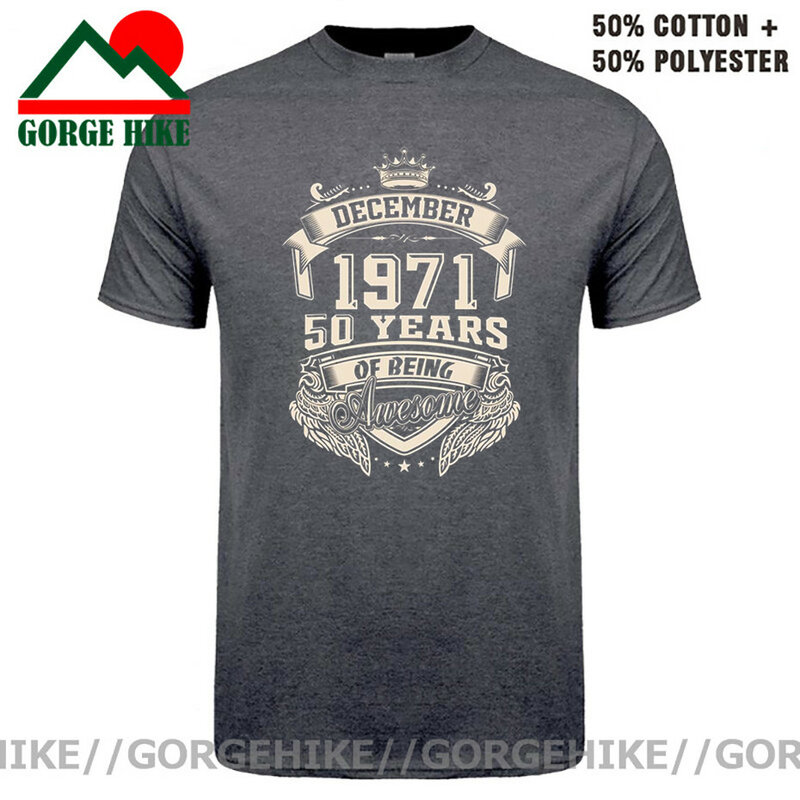 Gorgehike retro nascido em dezembro de 1971 50 anos de ser incrível t camisa mais tamanho o-pescoço algodão personalizado manga curta camisas masculinas