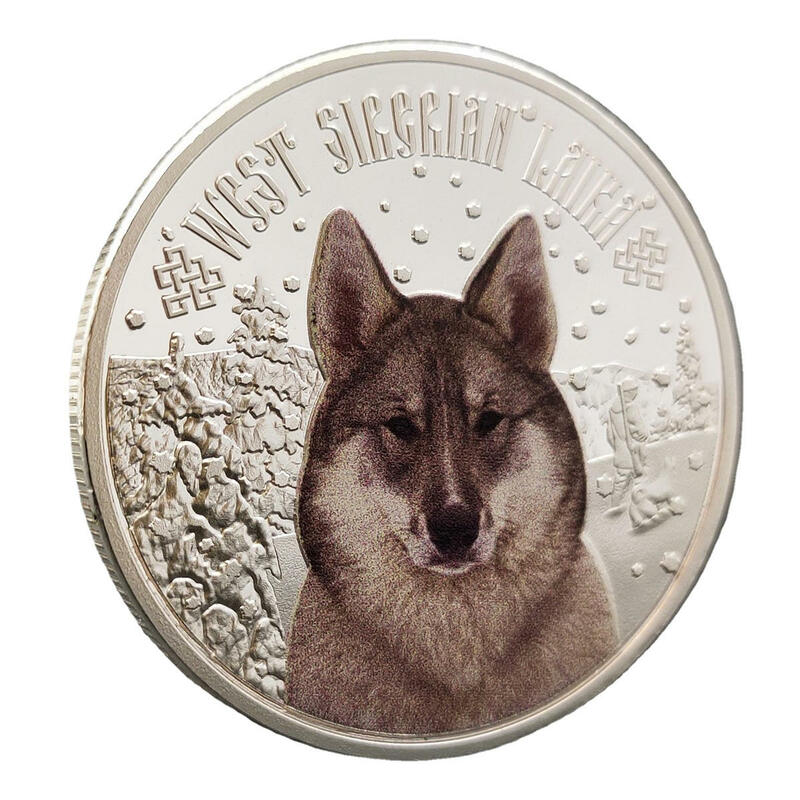 Animal Coin kongo Lucky West Siberian Laika prezent pamiątkowa moneta pamiątkowy Medal srebrna moneta rzemiosło kolekcje