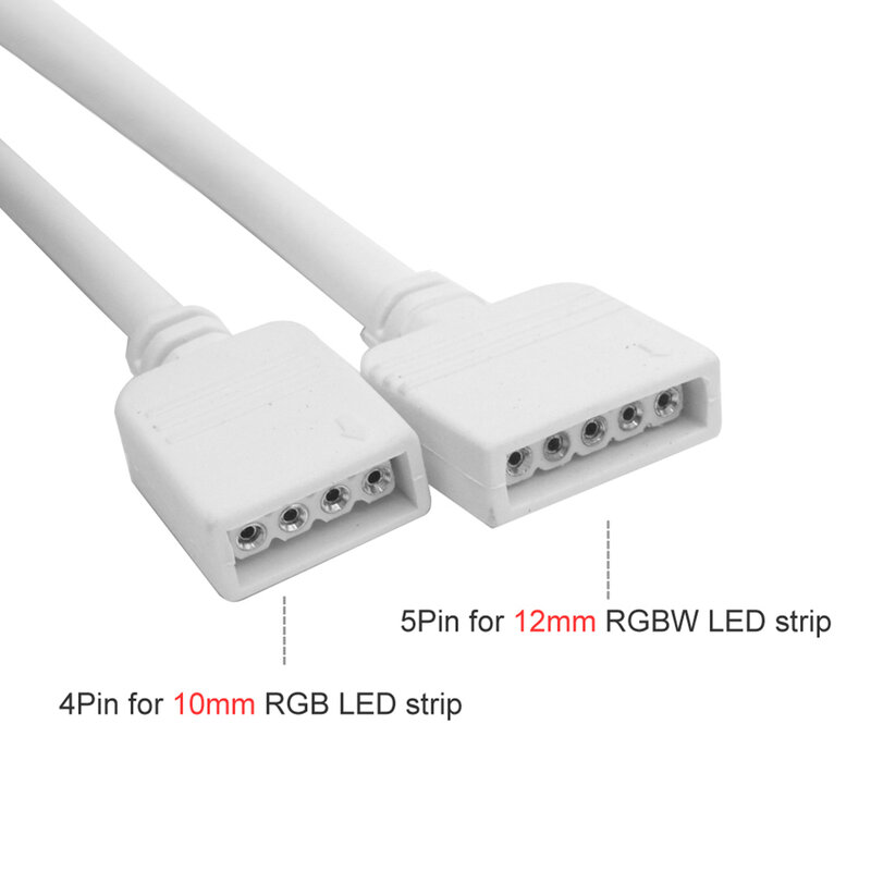 4Pin/5Pin Light Strip Extension Cable White LED Lamp Bar Extension Wire for 3528 5050 RGB/5050 RGBW LED Connector