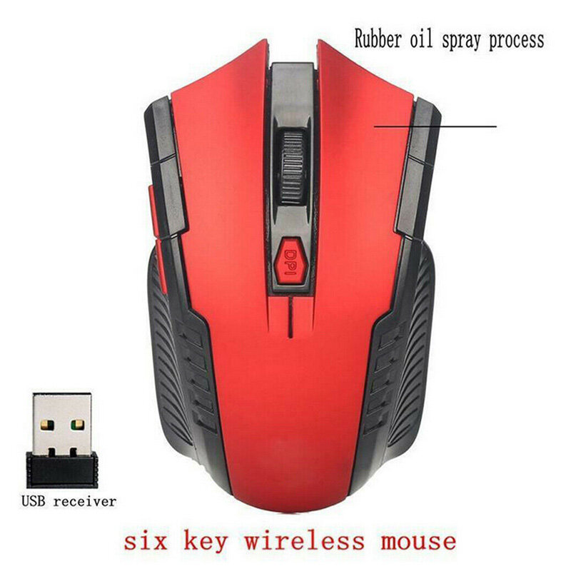Беспроводная игровая мышь, 2,4 ГГц, мини-приемник, 6 клавиш, профессиональная компьютерная мышь, геймеры, мыши