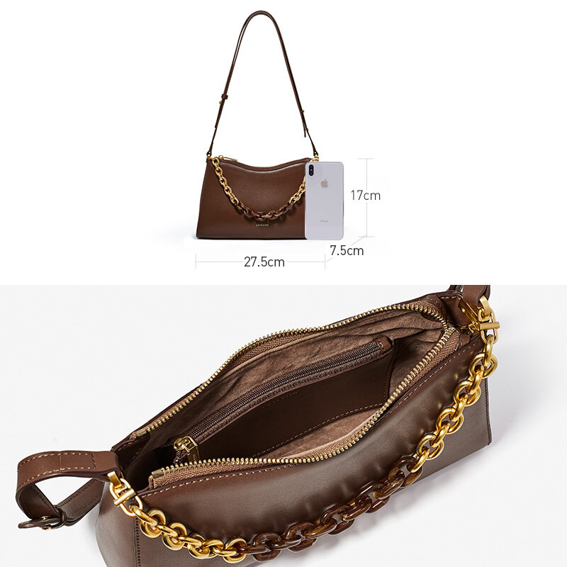 LAFESTIN กระเป๋าผู้หญิง2021ใหม่แฟชั่นอินเทรนด์ Underarm Baguette กระเป๋า Casual All-Match Chain ไหล่ Messenger กระเป๋าออกแบบหรูหรา