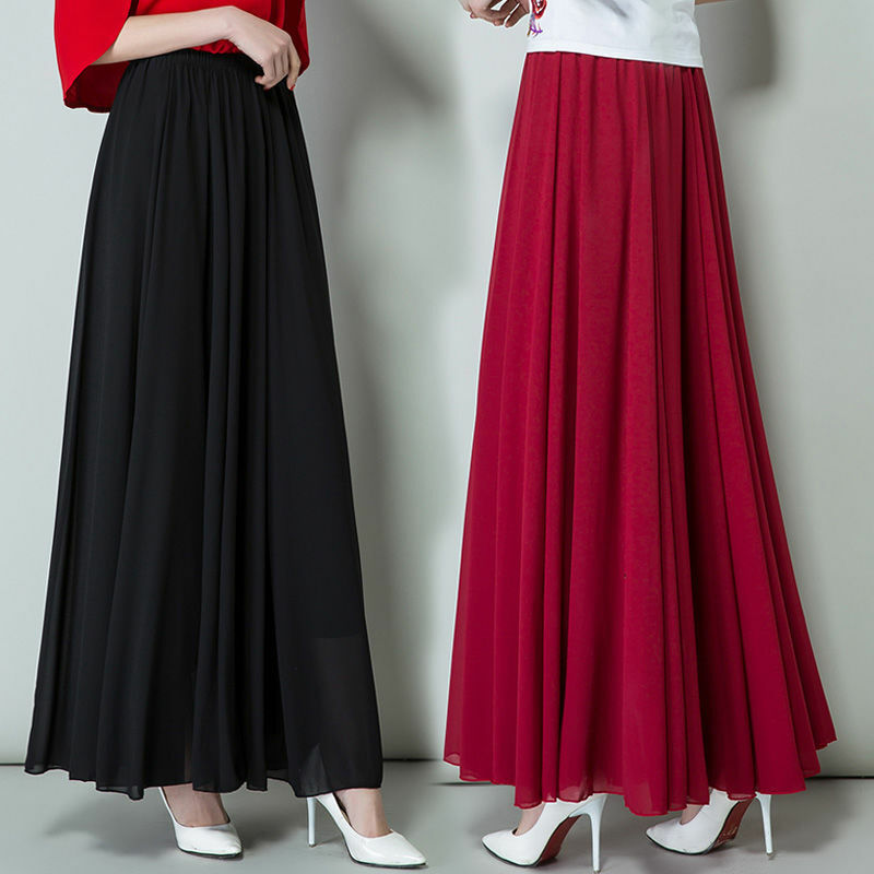 Faldas largas de cintura alta para Faldas largas de gasa para mujer 