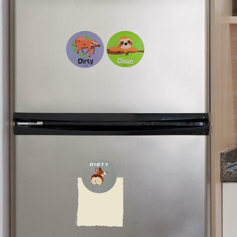 2pcs Dual Side Dishwasher Cleaning Sign Useful Magnetic Sticker Clean Sign