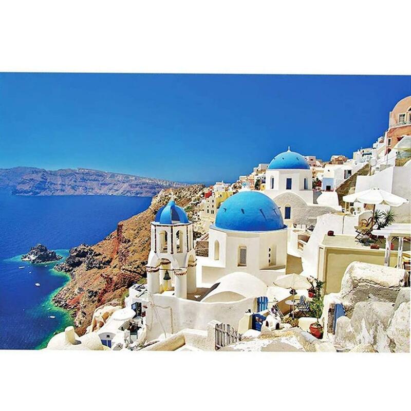 1000 قطعة الكبار الاطفال Santorini البحر المشهد لاندمارك بناء بازل بها بنفسك بازل قطع لعبة هدية لتطوير الذكاء