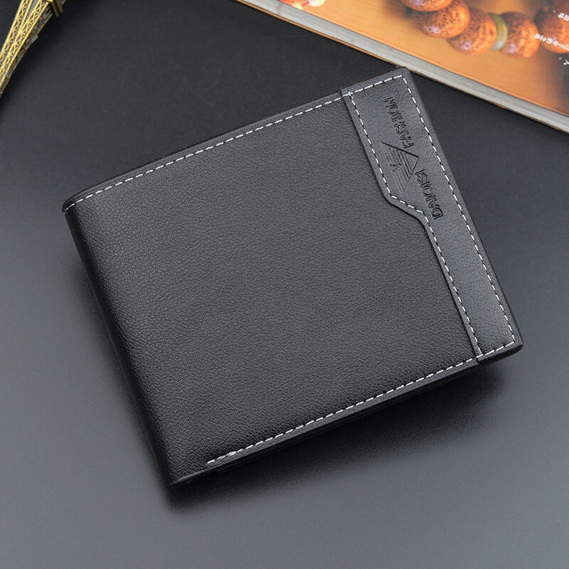 Casual męskie portfele skórzane solidne luksusowe portfel skóra Pu dla mężczyzn Slim Bifold krótkie portfele etui na karty kredytowe biznes mężczyzna torebka