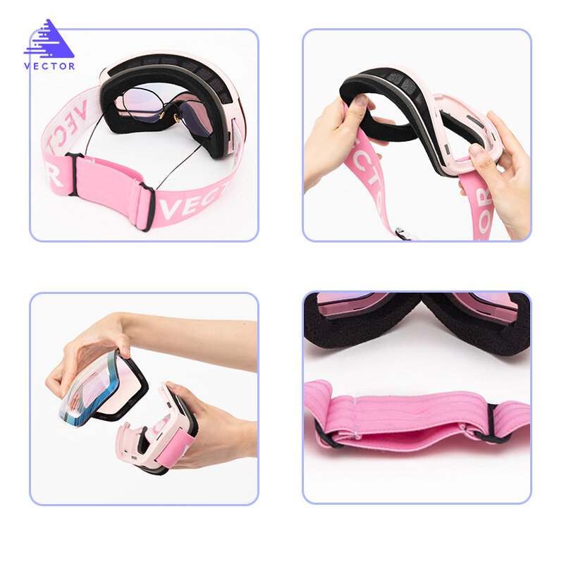 Gafas de esquí magnéticas para niños, esféricas grandes, de doble capa, UV400, para esquí, Invierno