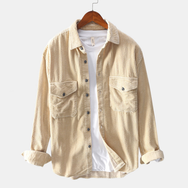 Camisas de pana Vintage para hombre, camisa de manga larga, informal, holgada, ajustada, estilo japonés, para primavera y otoño, 2021