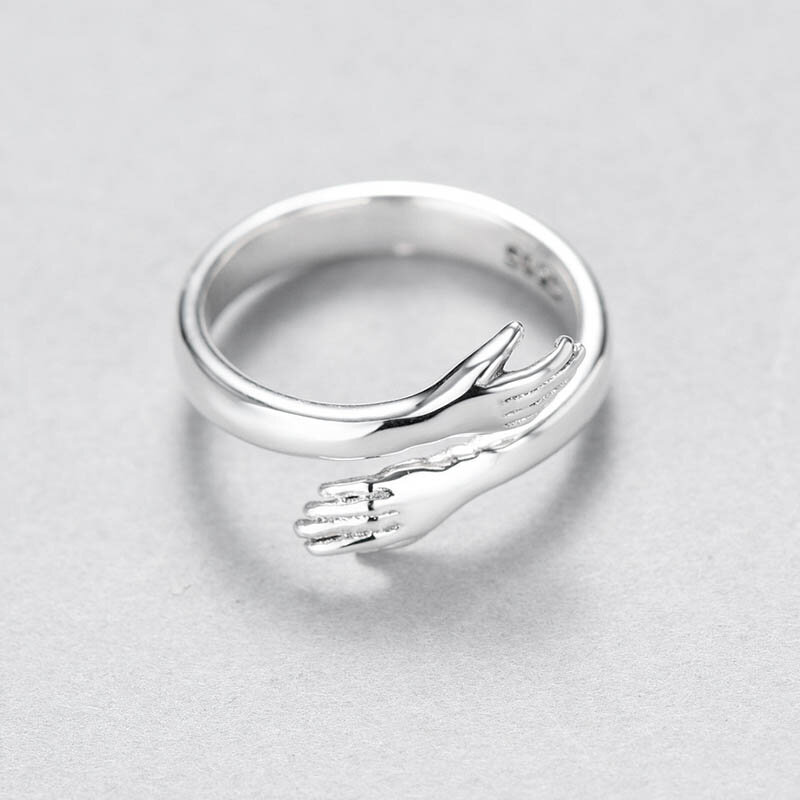 Heiße Neue 925 Sterling Silber Europäischen und Amerikanischen Schmuck Liebe Umarmung Ring Retro Mode Flut Fluss Offenen Ring
