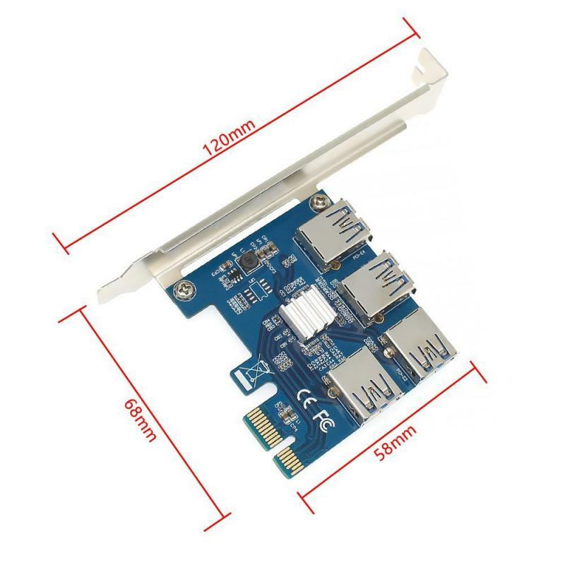 4 PCI-E To USB Adapter PCI-E X1 To USB 3.0 Riser Card Extender Board 4x/8x16x Slot Multiplier Hub Adapter For BTC Miner Mining