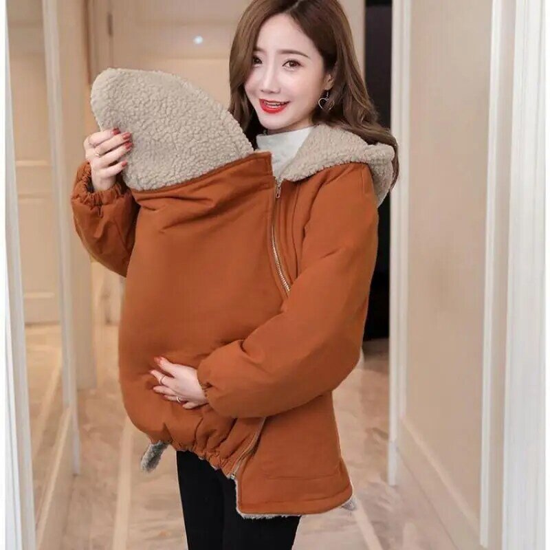 Inverno roupas grávidas maternidade portador do bebê moletom com capuz casaco de inverno jaqueta de maternidade casaco de chuveiro do bebê portador de bebê casaco